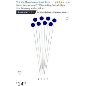 Blue Metal Post Driveway Marker-36”